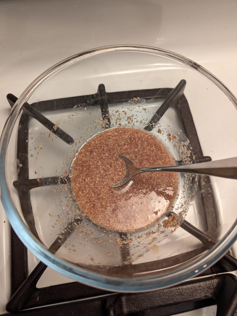 flaxseed and water mixed in a bowl for flax egg